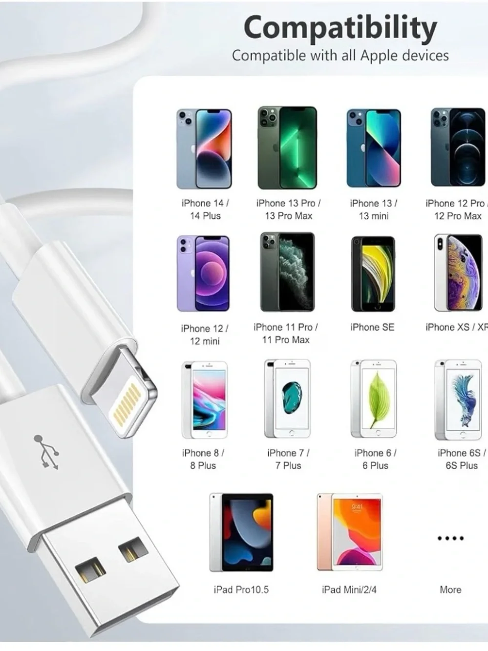 Apple Original Cable Certified Lightning to USB Cable Compatible iPhone.